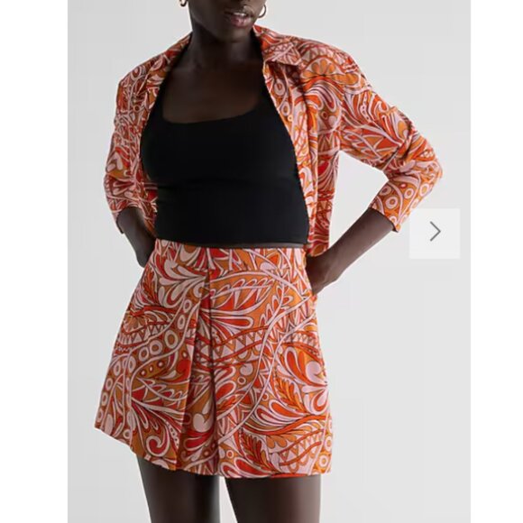 Express High Waisted Printed Mini Skort NWT in Orange Size 2 - Picture 13 of 13